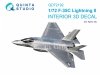 Quinta Studio QD72192 F-35C Lighting II 3D-Printed & coloured Interior on decal paper (Italeri) 1/72